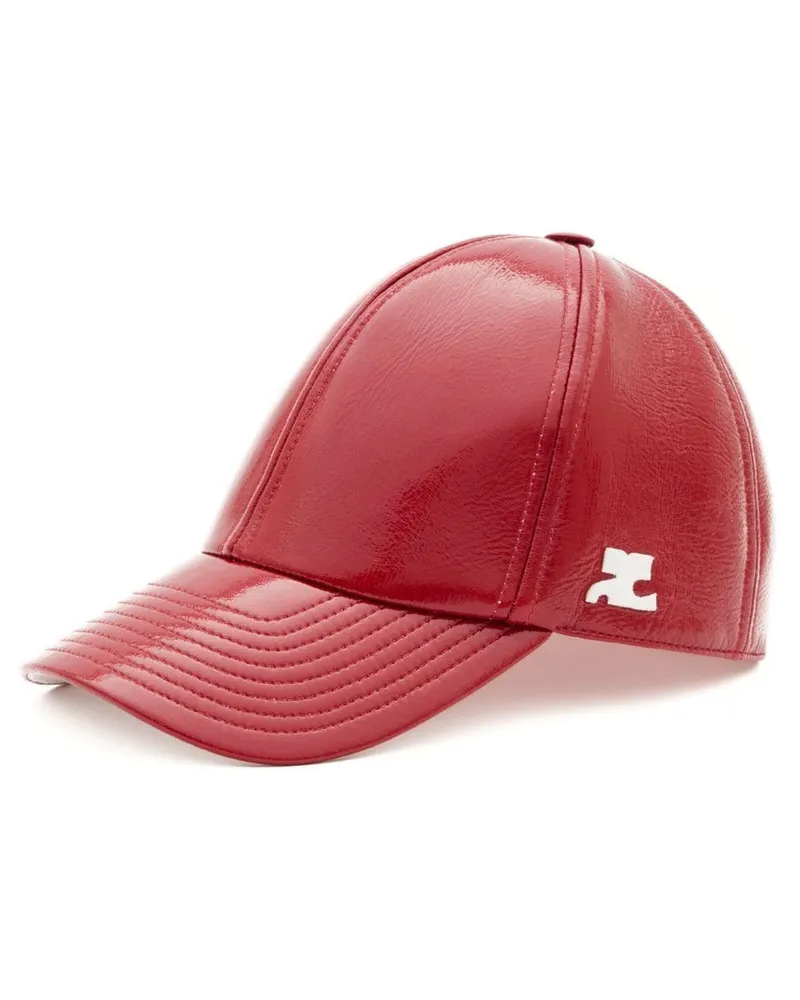Courrèges Baseballkappe in Lacklederoptik - Rot Rot