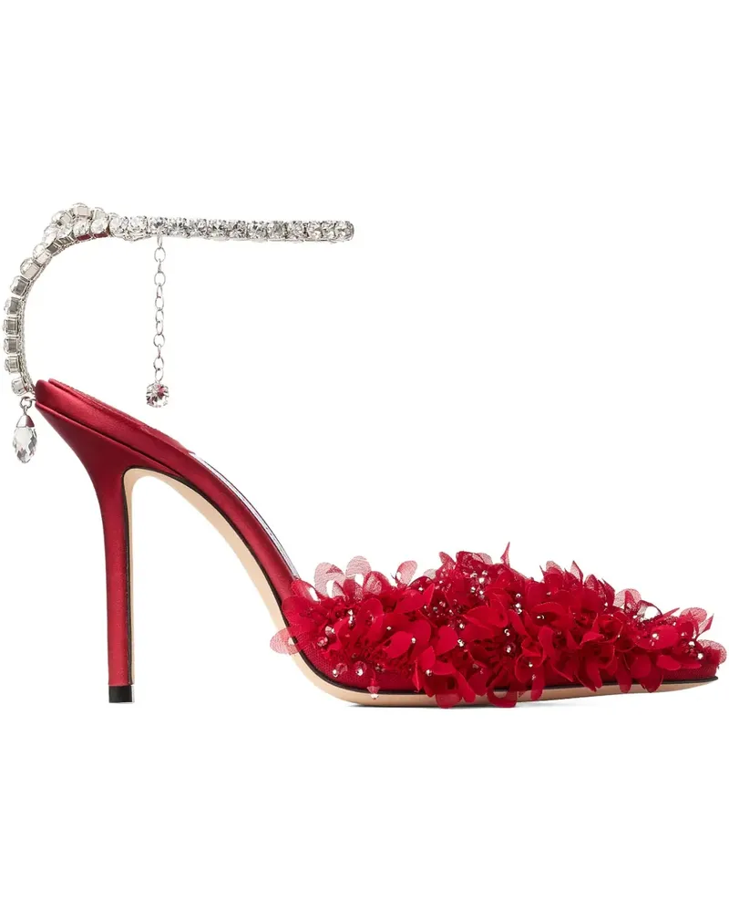 Jimmy Choo Florale Saeda Pumps mit Kristallen 100mm - Rot Rot