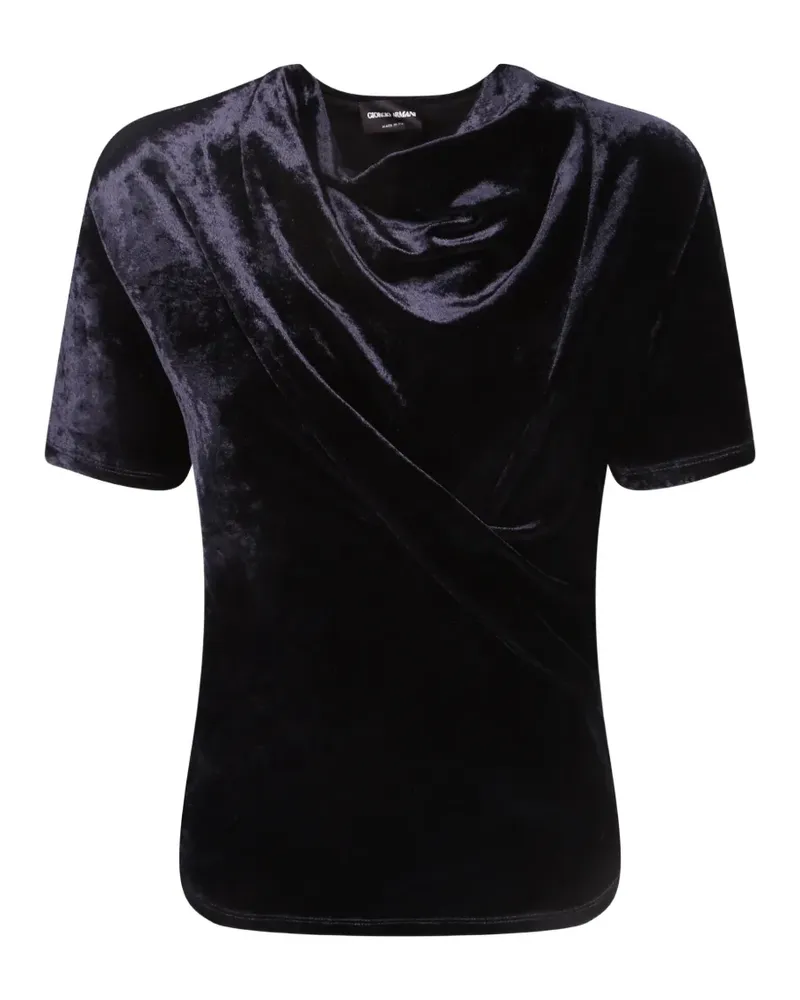 Giorgio Armani Drapiertes T-Shirt aus Samt - Blau Blau