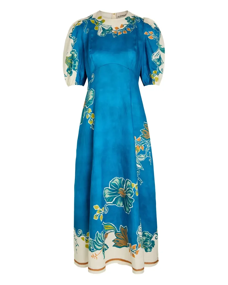 ALEMAIS Luda floral-print midi dress - Blau Blau