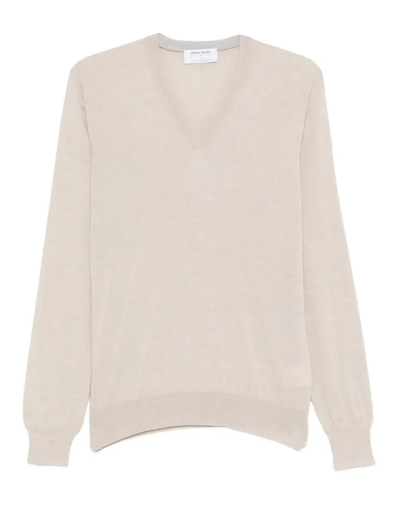 Gran Sasso V-neck long-sleeve sweater - Nude Nude
