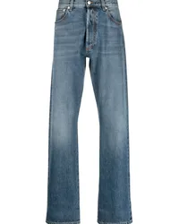 Alexander McQueen Straight-Leg-Jeans mit Umschlag Blau