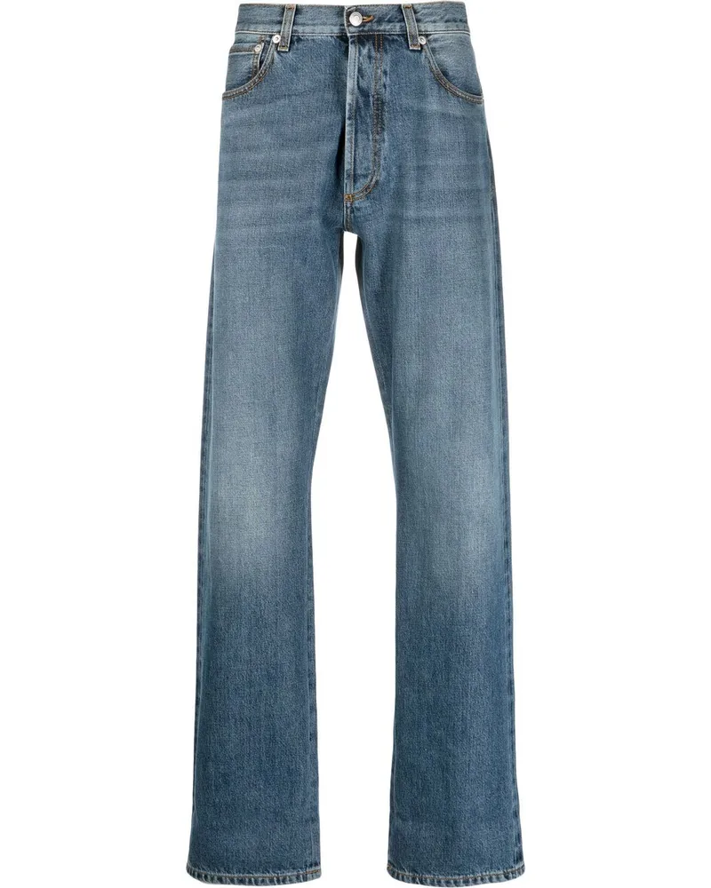 Alexander McQueen Straight-Leg-Jeans mit Umschlag - Blau Blau
