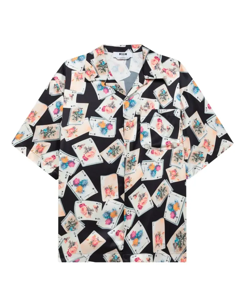 MSGM Hemd mit Spielkarten-Print - Schwarz Schwarz