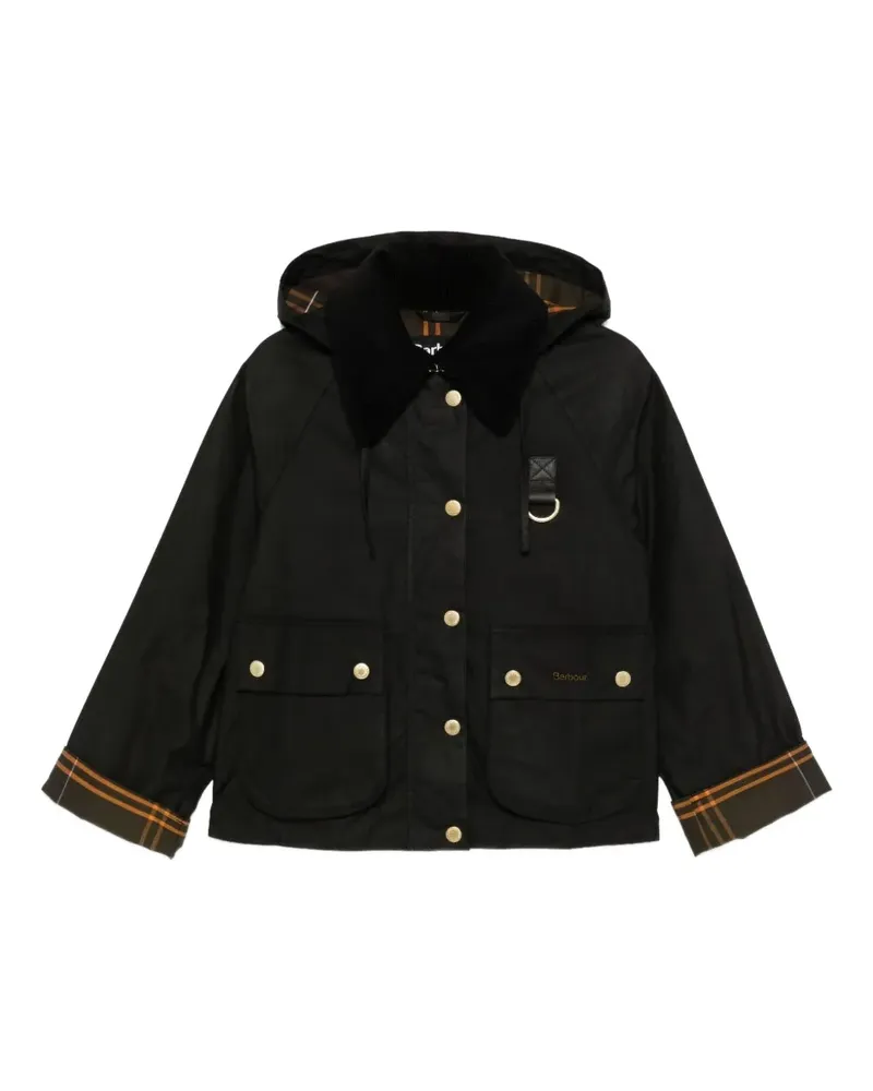 Barbour Reighton Spey Kapuzenjacke mit Cordkragen - Schwarz Schwarz