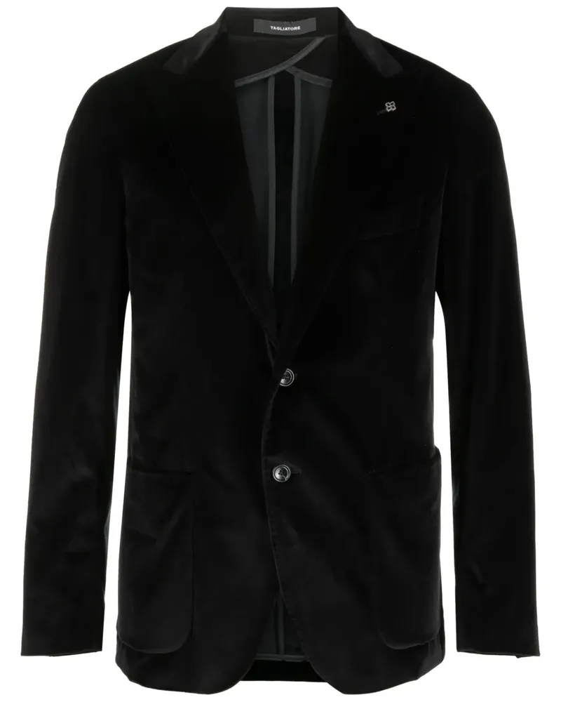 Tagliatore Einreihiges Sakko aus Samt - Schwarz Schwarz