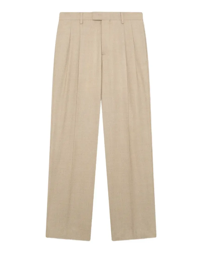 LARDINI pleated wool straight-leg trousers - Nude Nude
