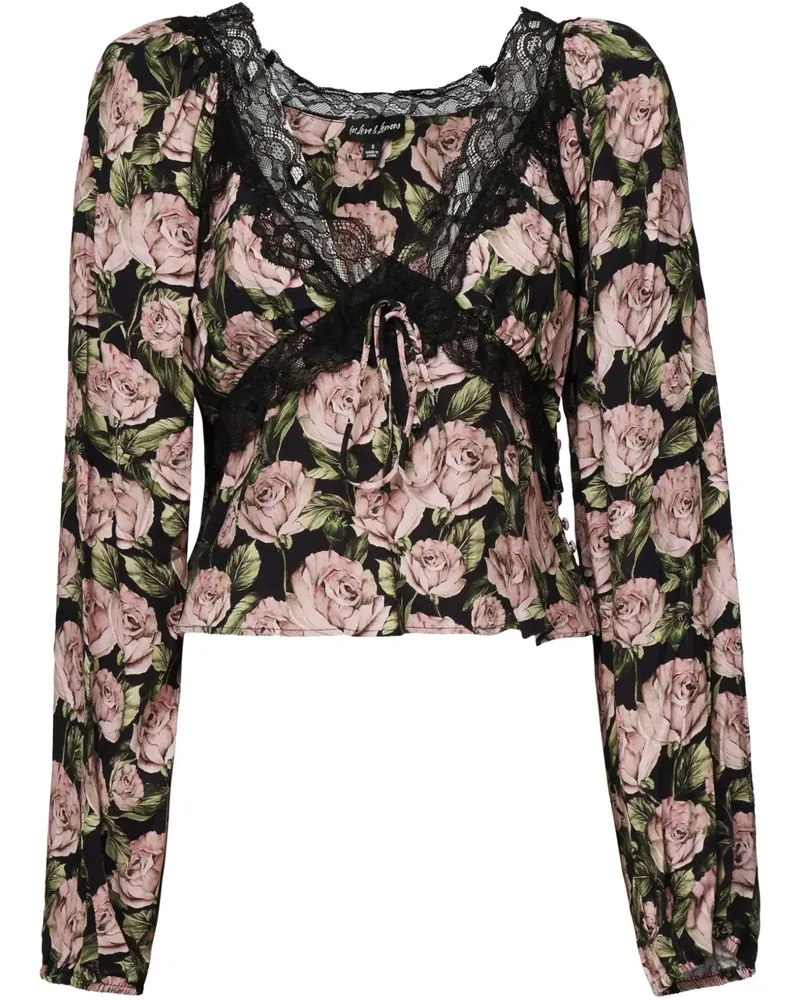 For Love and Lemons Bluse mit Blumen-Print - Schwarz Schwarz