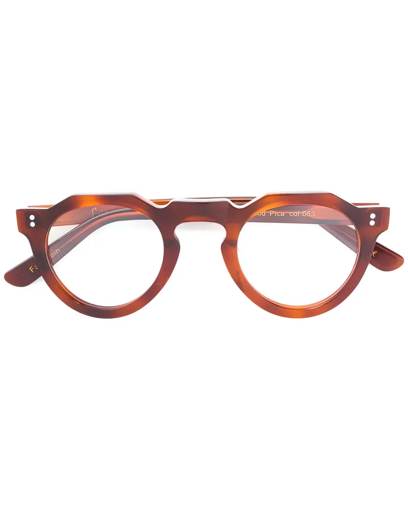 Lesca Brille mit rundem Gestell - Braun Braun