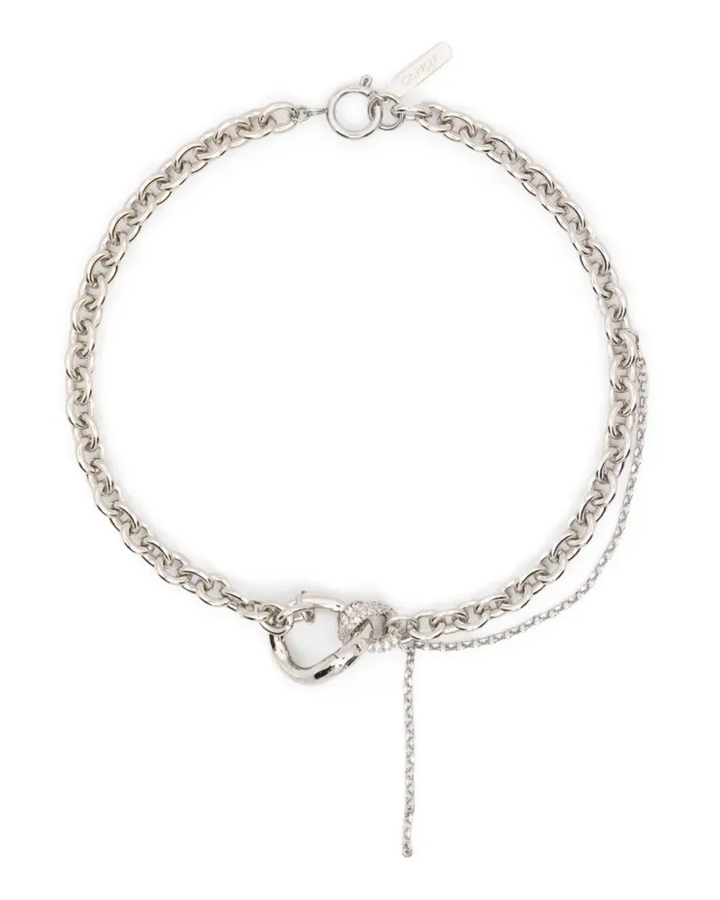 Justine Clenquet Brett Halskette mit Kristallen - Silber Silber