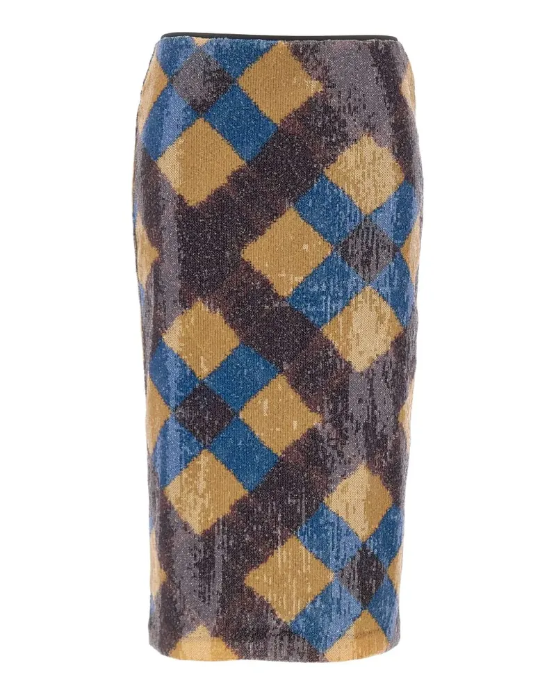 Diane von Furstenberg Bianca diamond-patterned sequin-embellished midi skirt - Braun Braun