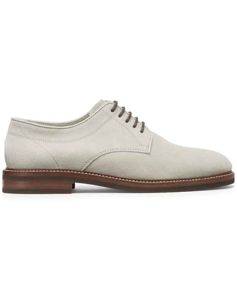 Brunello Cucinelli Derby-Schuhe mit Einsätzen aus Wildleder - Nude Nude