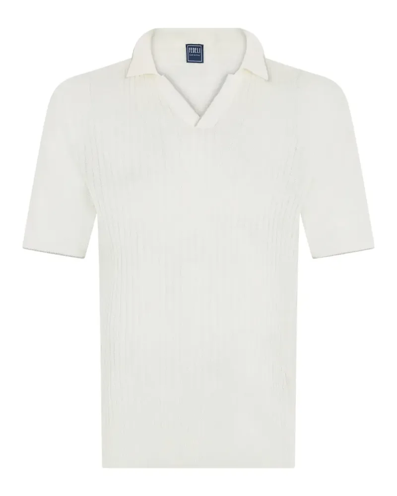 Fedeli ribbed-knit V-neck T-shirt - Weiß Weiß