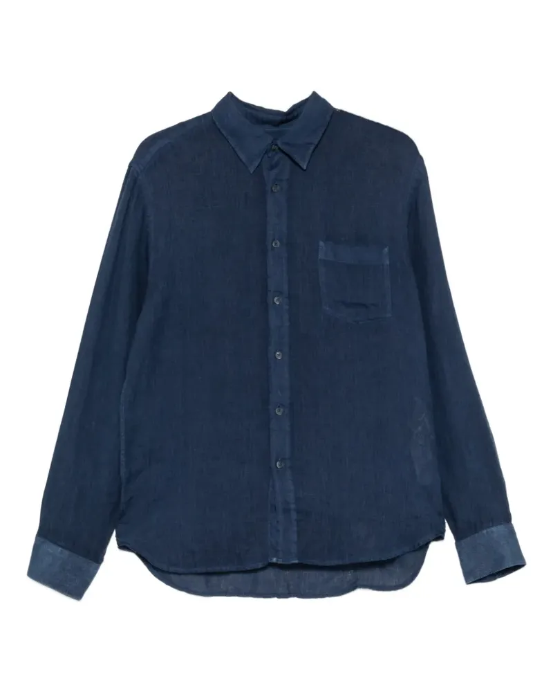 120% Lino chest-pocket long-sleeve shirt - Blau Blau