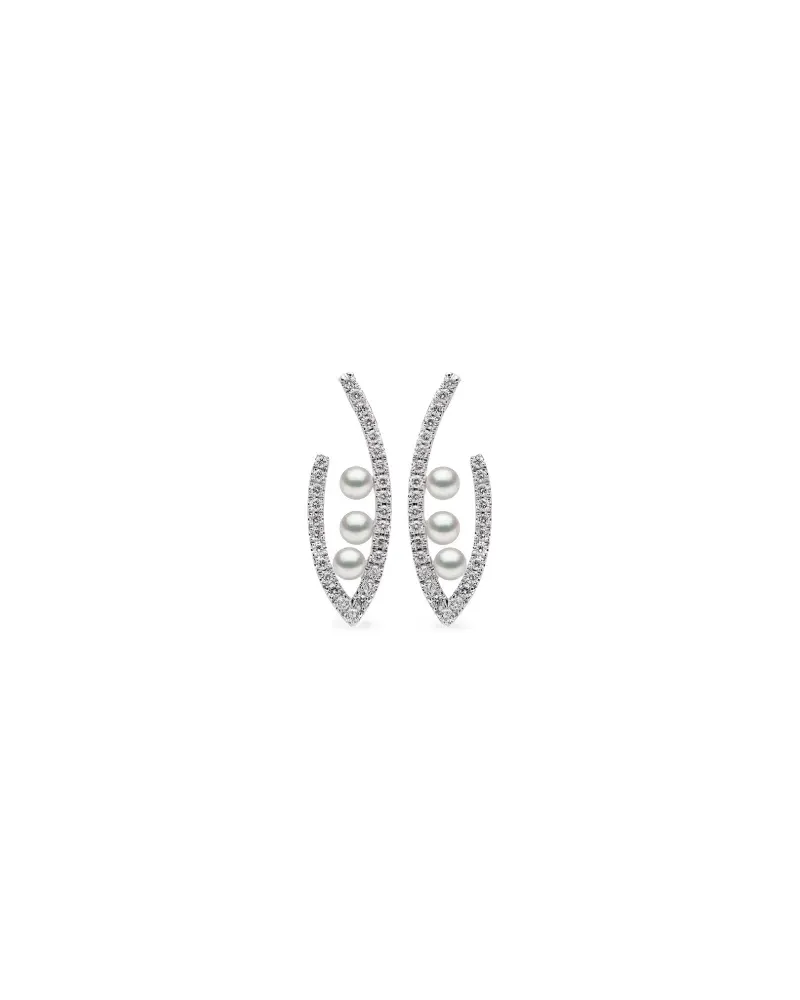 YOKO London 18kt Sleek Weißgoldohrringe mit Akoya-Perlen und Diamanten - Silber Silber