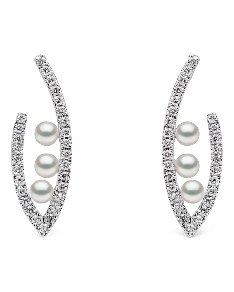 YOKO London 18kt Sleek Weißgoldohrringe mit Akoya-Perlen und Diamanten - Silber Silber