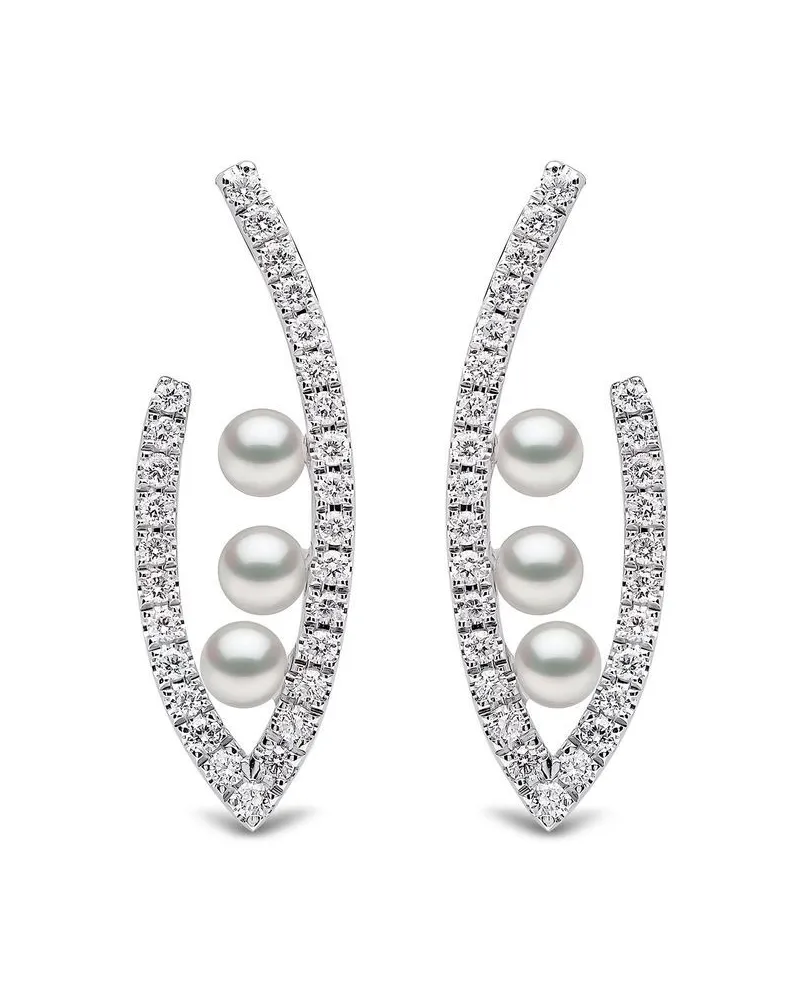 YOKO London 18kt Sleek Weißgoldohrringe mit Akoya-Perlen und Diamanten - Silber Silber