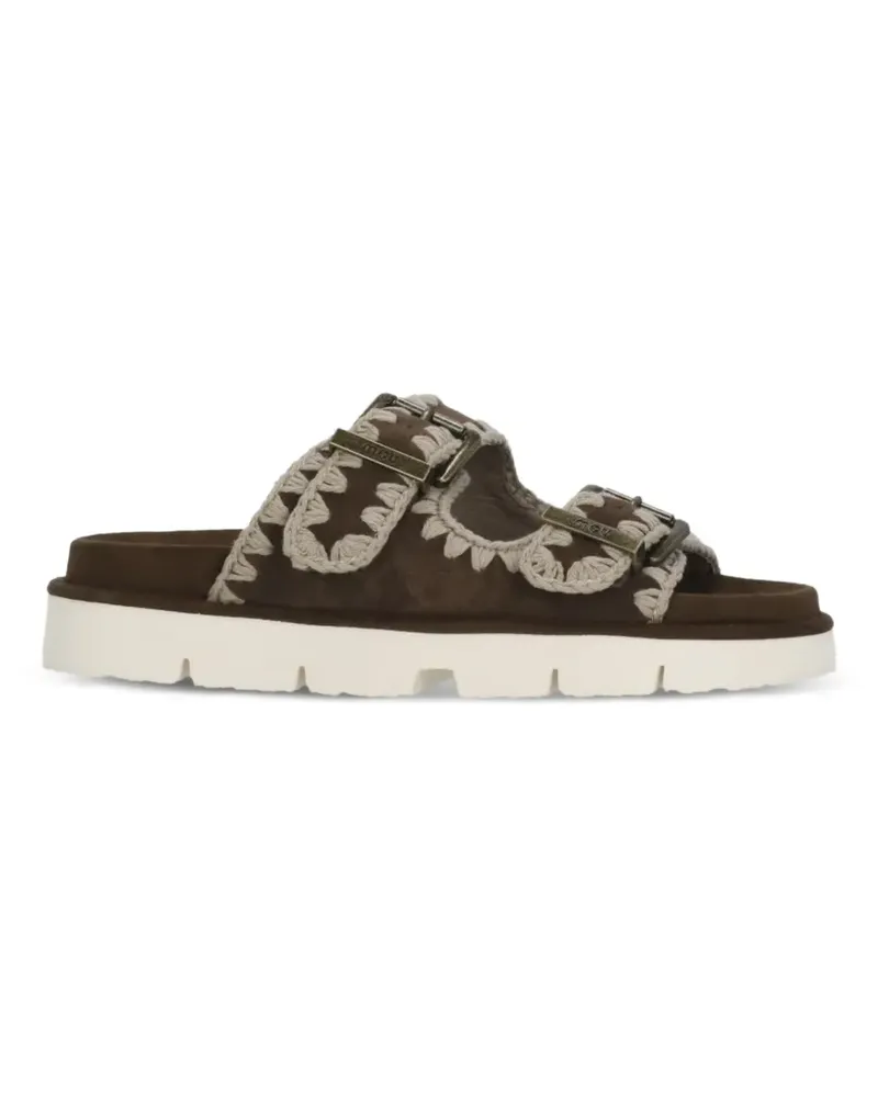 Mou crochet-trim buckle-strap sandals - Braun Braun