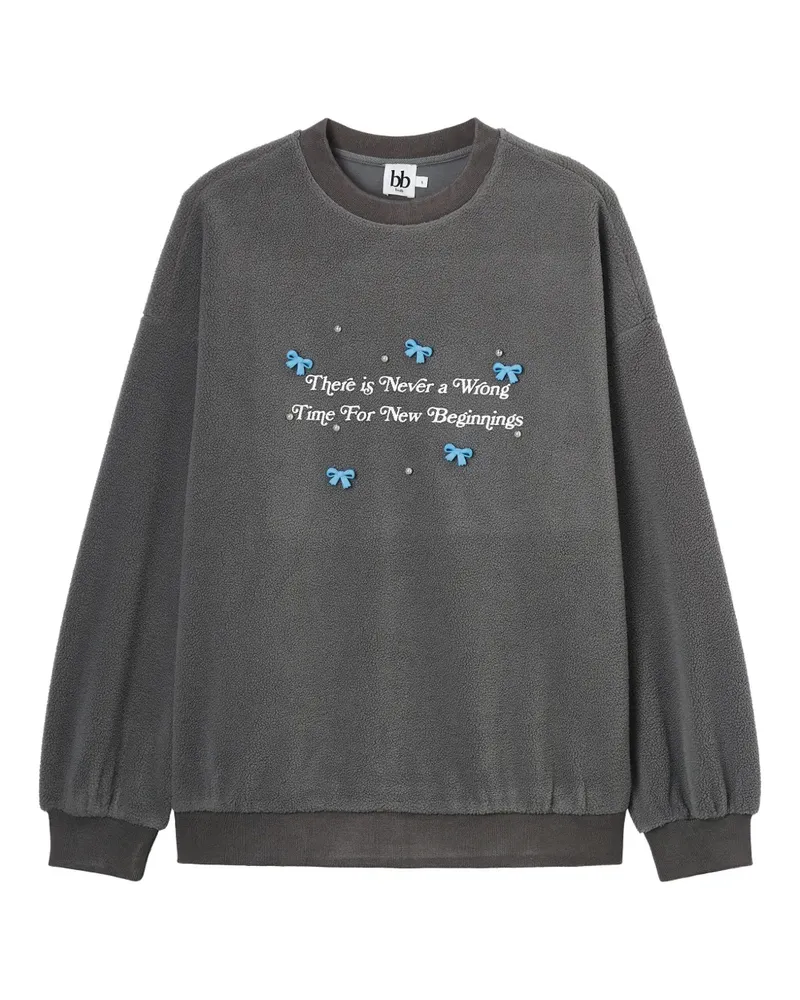 b+ab Pullover mit Schleifenapplikation - Grau Grau