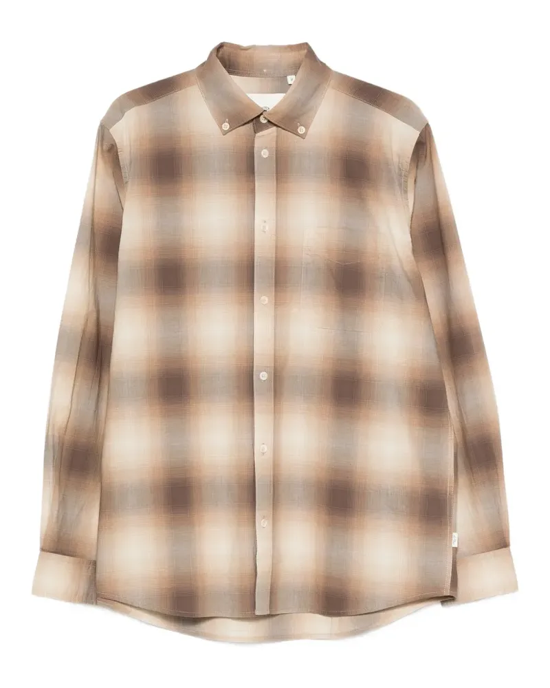 LES DEUX Kent check-pattern button-down shirt - Braun Braun