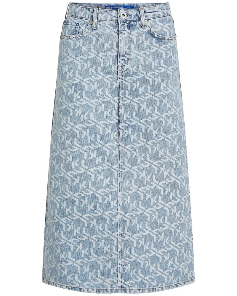 Karl Lagerfeld Jeans-Maxirock mit Monogramm-Print - Blau Blau