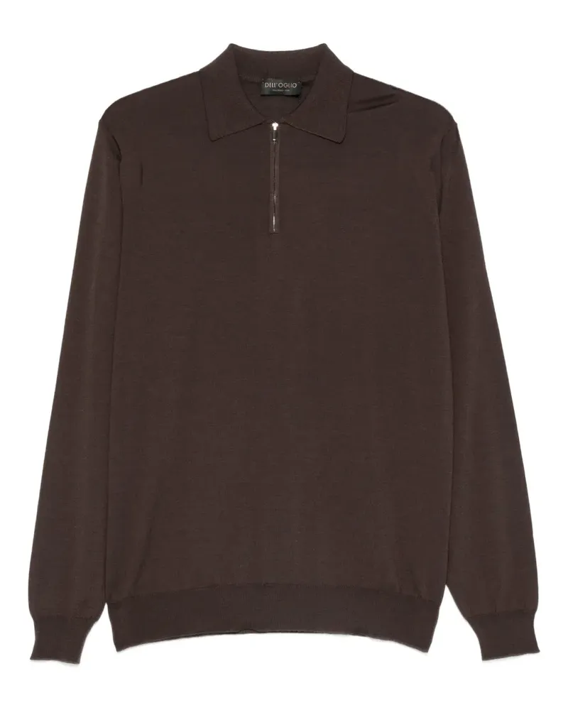 Dell'oglio Gestricktes Poloshirt mit Reißverschluss - Braun Braun