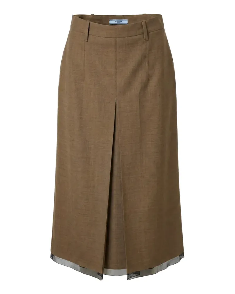 Prada sheer-trim midi skirt - Braun Braun
