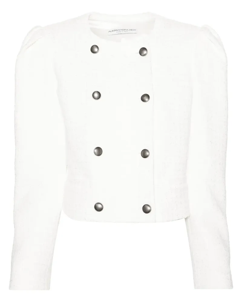 Alessandra Rich Doppelreihige Bouclé-Jacke - Weiß Weiß
