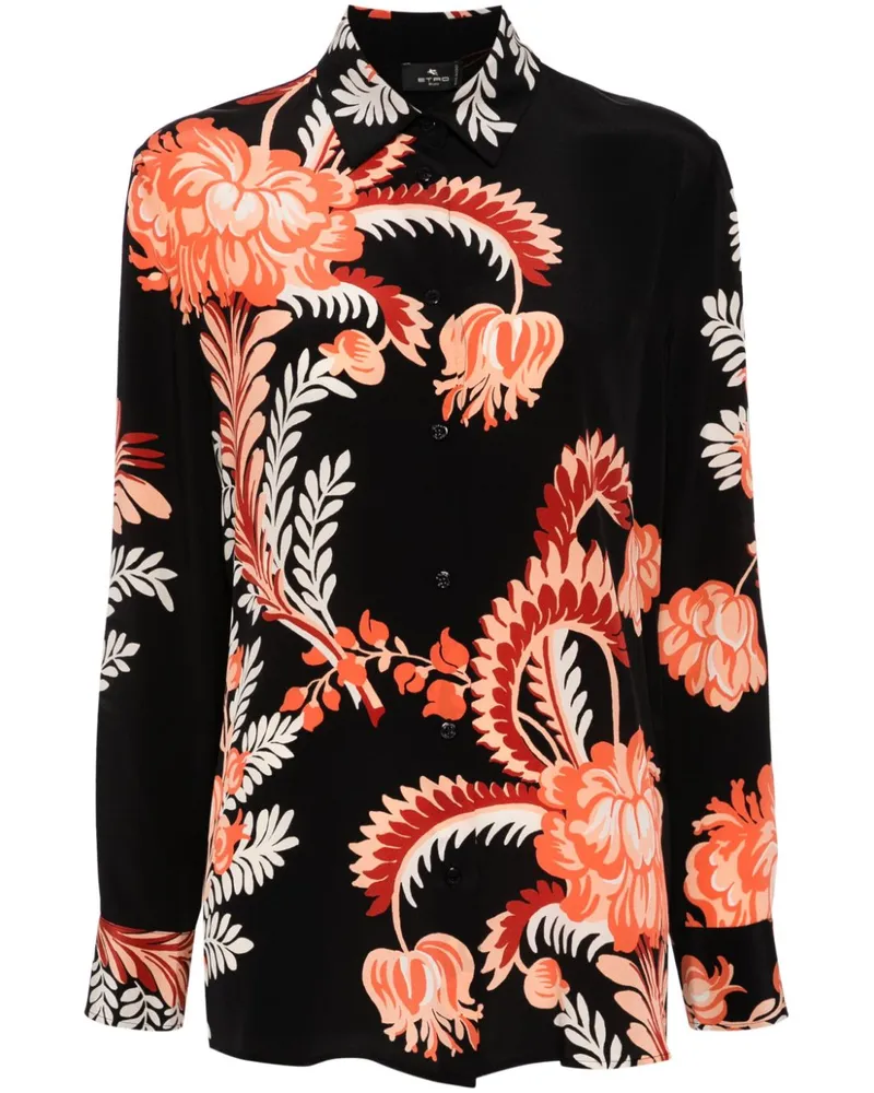 Etro Hemd mit Blumen-Print - Schwarz Schwarz