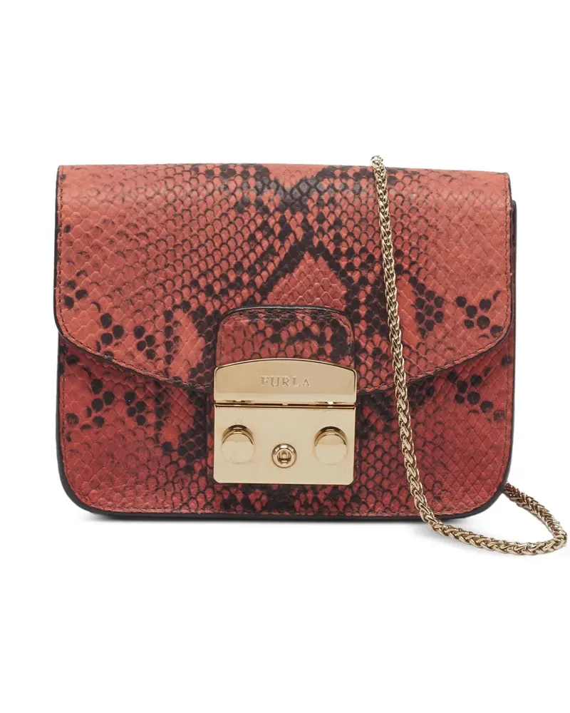 Furla Metropolis Umhängetasche mit Pythonprägung - Rosa Rosa