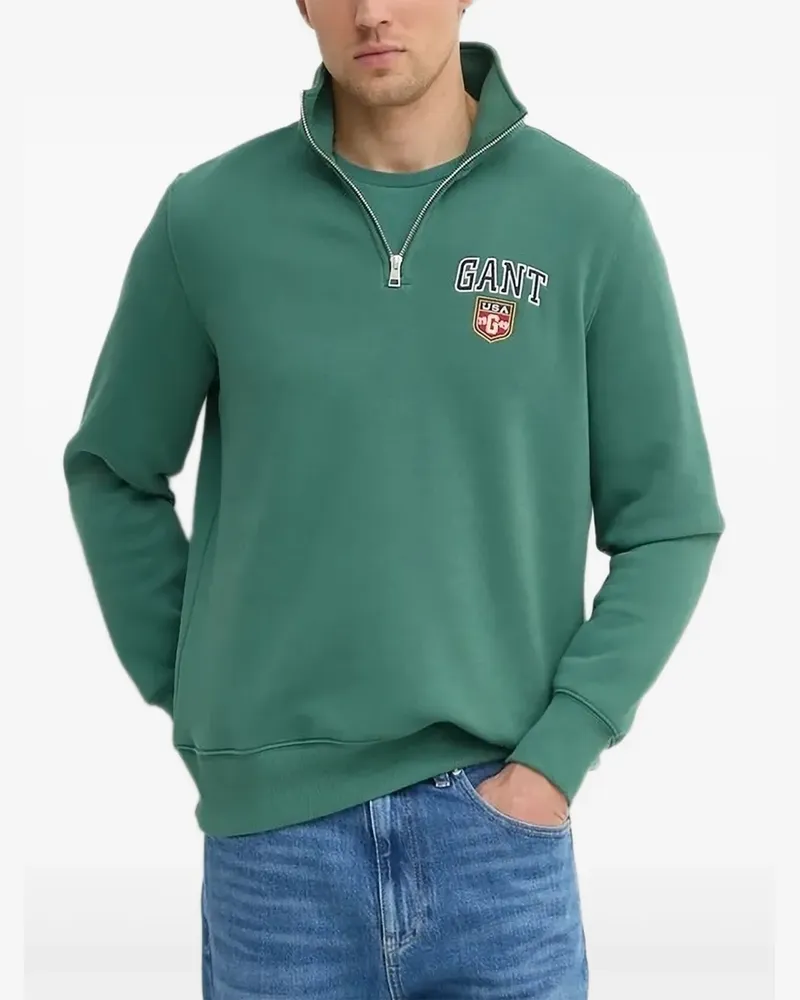 Gant Besticktes Sweatshirt mit Reißverschluss - Grün Grün