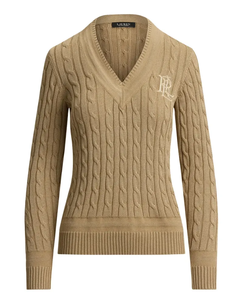 Ralph Lauren Bestickter Pullover mit Zopfmuster - Nude Nude