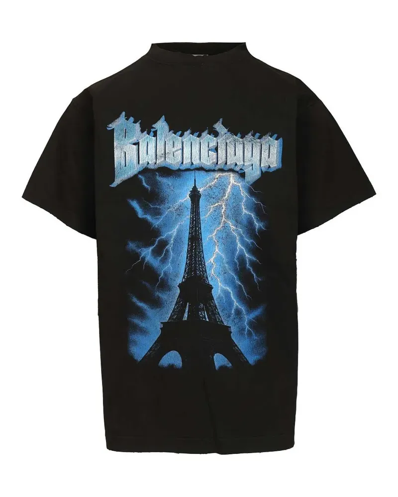 Balenciaga Paris Thunderstorm printed T-shirt - Schwarz Schwarz