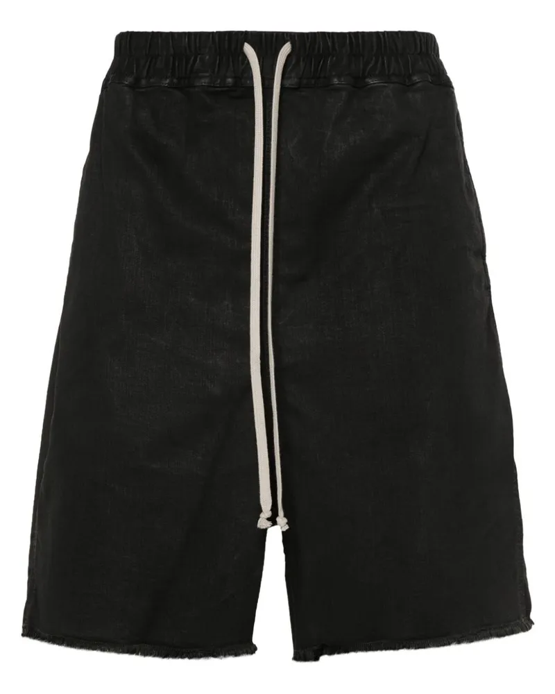 Rick Owens Gewachste Long Boxers Jeans-Shorts - Schwarz Schwarz