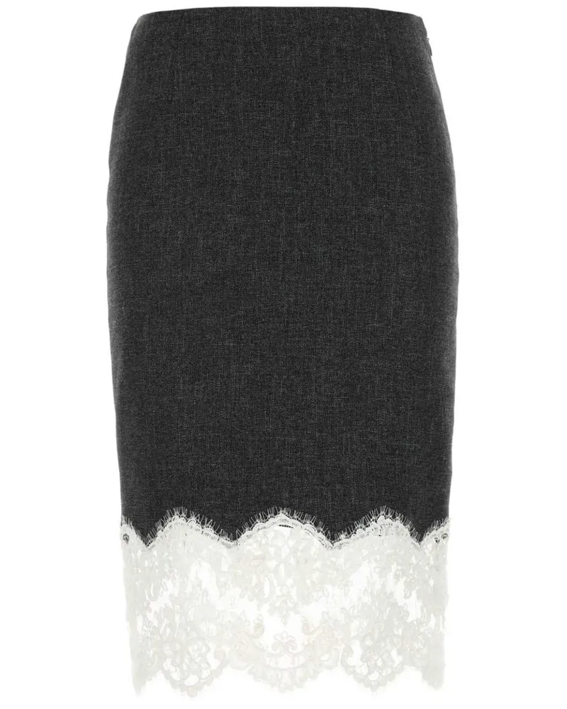 Blumarine Midirock mit Spitzensaum - Schwarz Schwarz