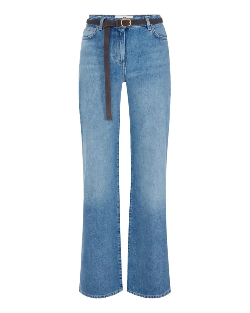 Elisabetta Franchi palazzo jeans with belt - Blau Blau