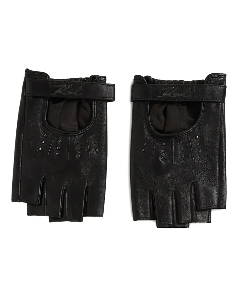 Karl Lagerfeld Fingerlose Signature Handschuhe - Schwarz Schwarz