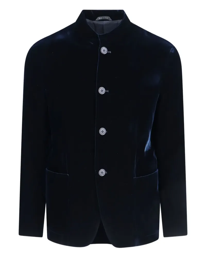 Giorgio Armani Sakko aus Samt mit Mandarinkragen - Blau Blau