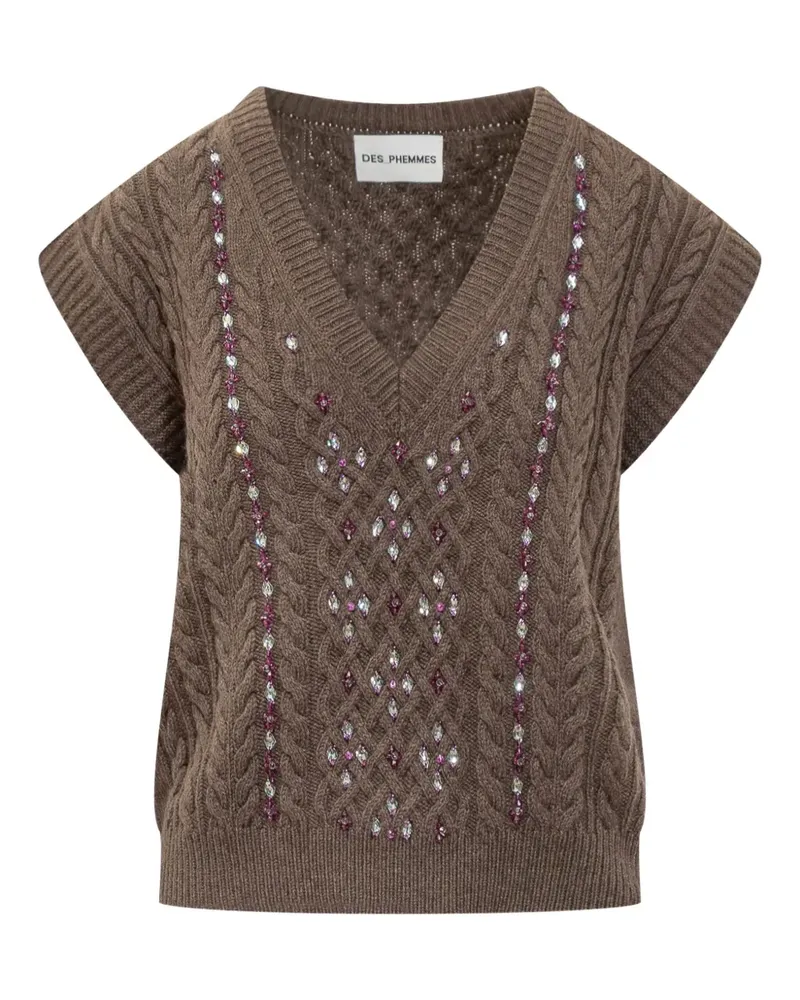 Des Phemmes Verzierter Pullover mit Zopfmuster - Braun Braun