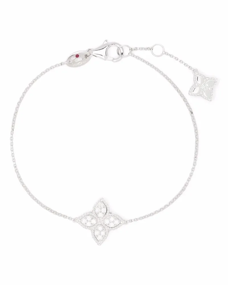 Roberto Coin 18kt Princess Flower Weißgoldarmband mit Diamanten Weiß