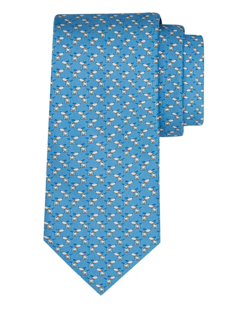 Ferragamo Gemusterte Seidenkrawatte - Blau Blau