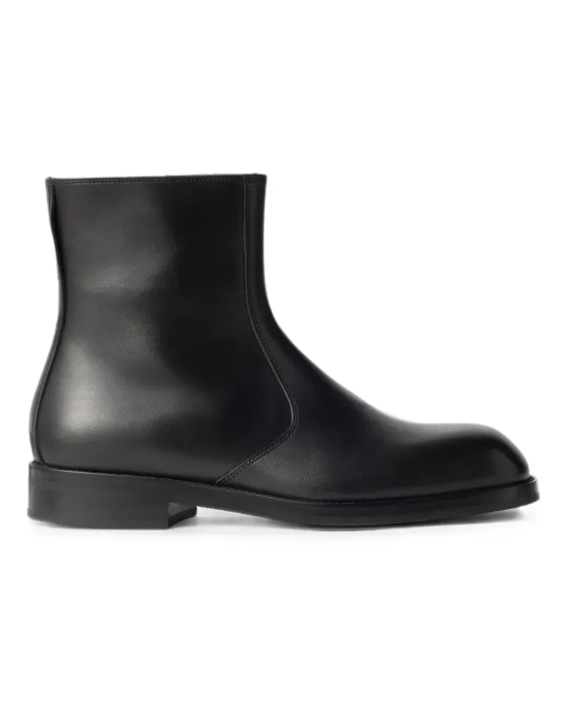 Christophe Lemaire Stiefeletten aus glänzendem Leder - Schwarz Schwarz