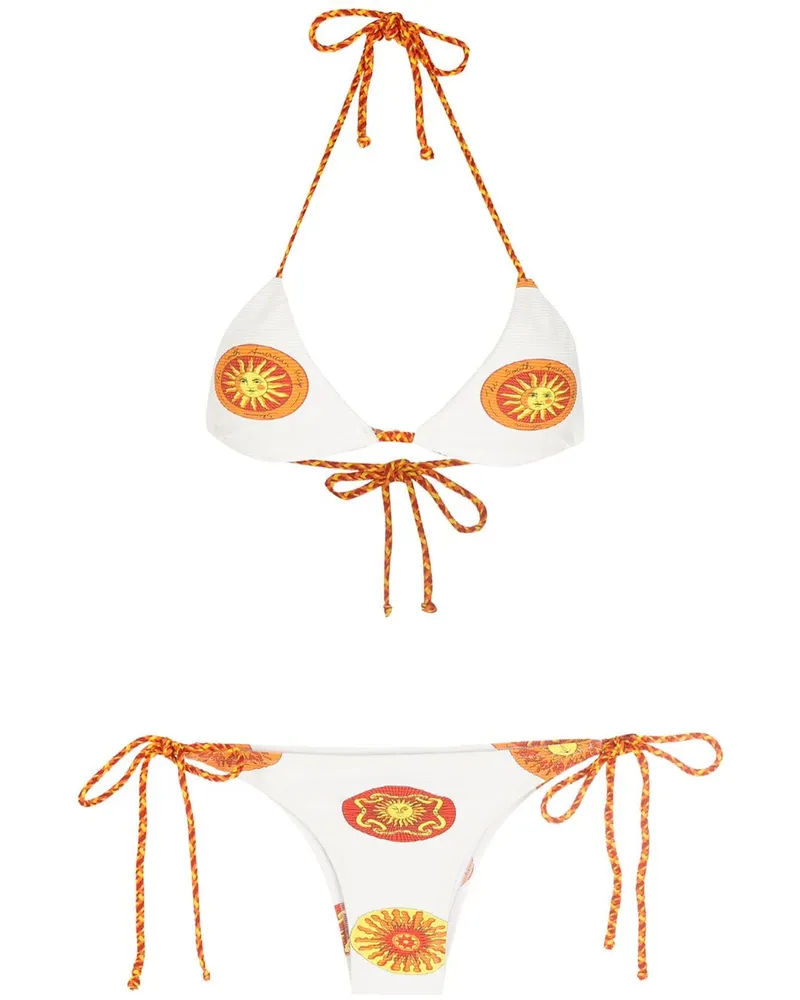 Amir Slama Bikini mit Print - Weiß Weiß