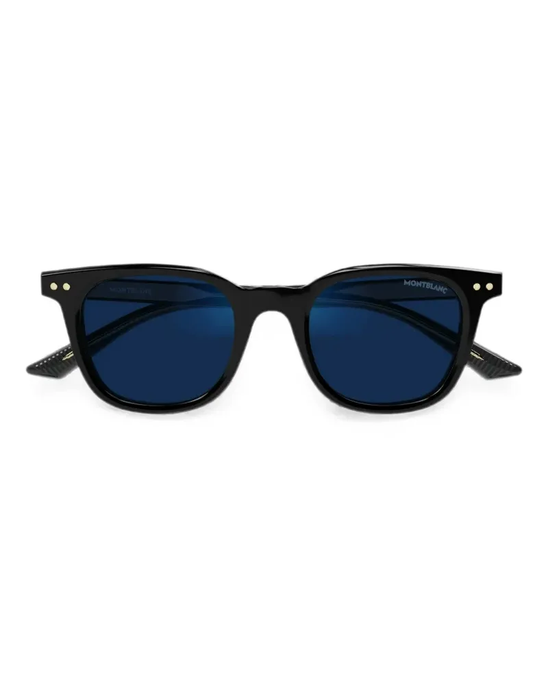Montblanc Eckige Sonnenbrille mit Nieten - Schwarz Schwarz