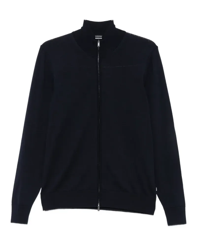 HUGO BOSS Pullover aus Merinowolle mit Reißverschluss - Blau Blau