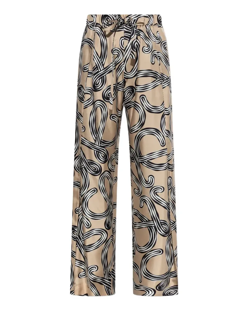 Loewe Anagram-print silk trousers - Nude Nude
