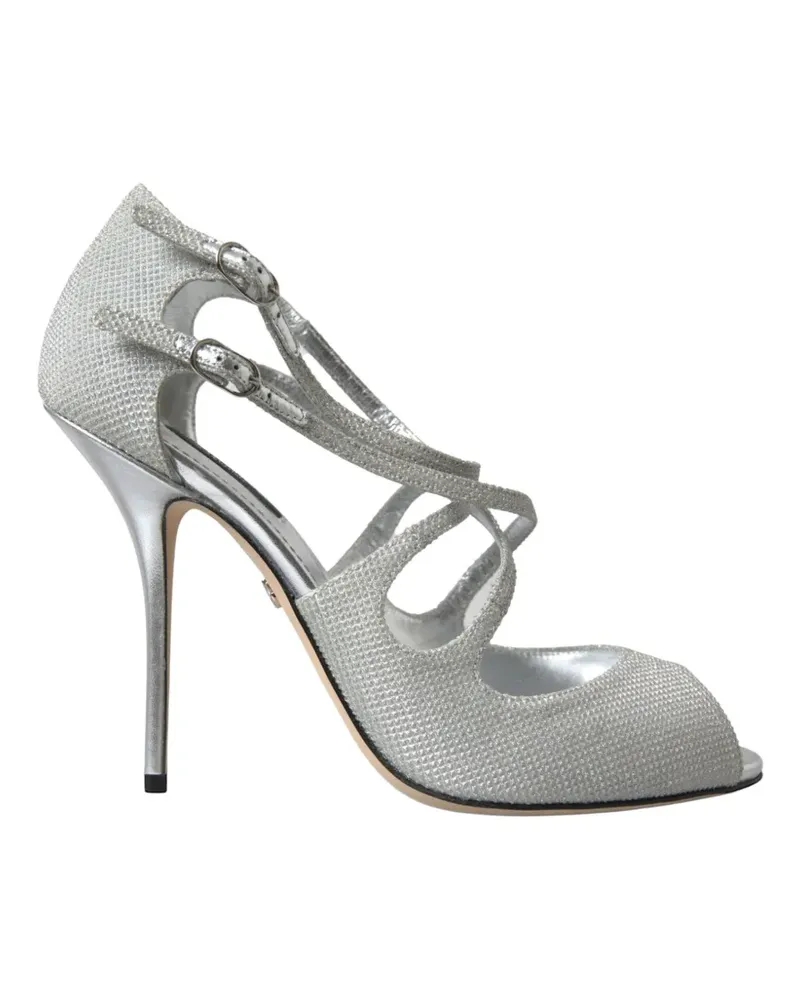 Dolce & Gabbana Sandalen mit Glitter-Optik - Silber Silber