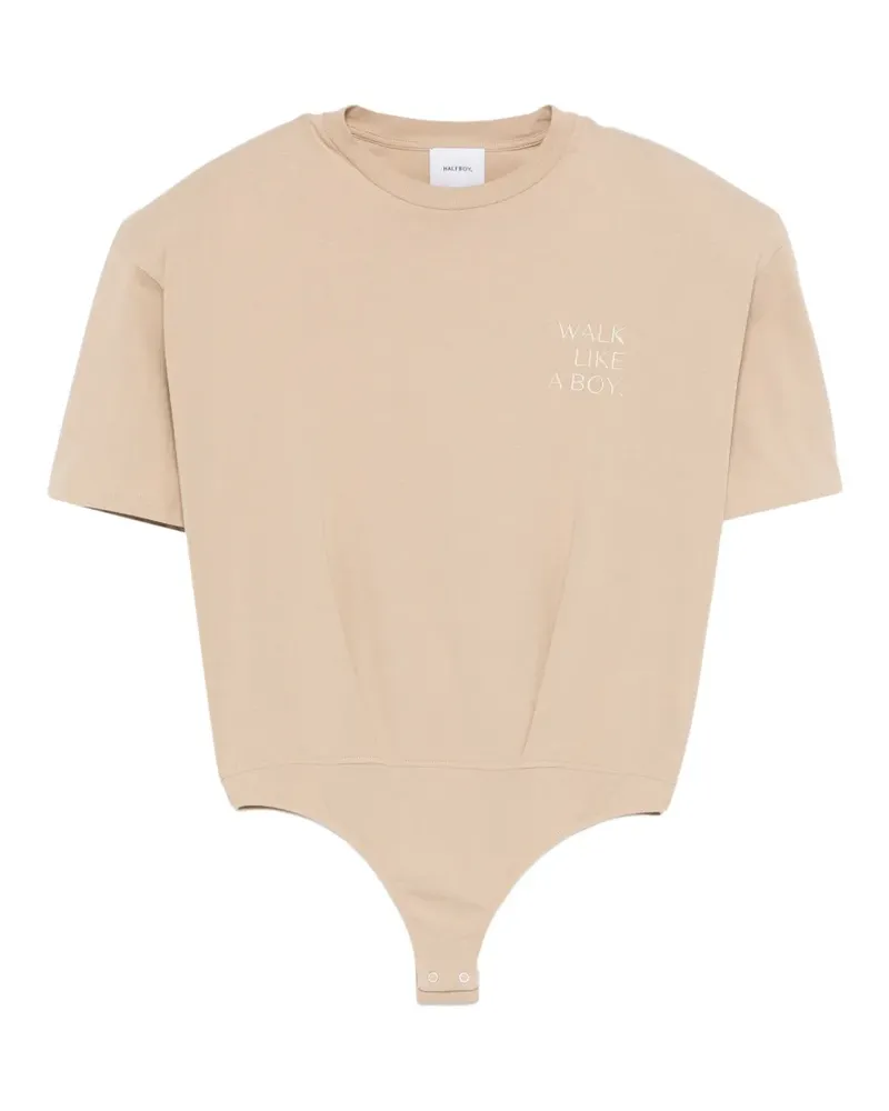 HALFBOY slogan-print darted bodysuit - Nude Nude