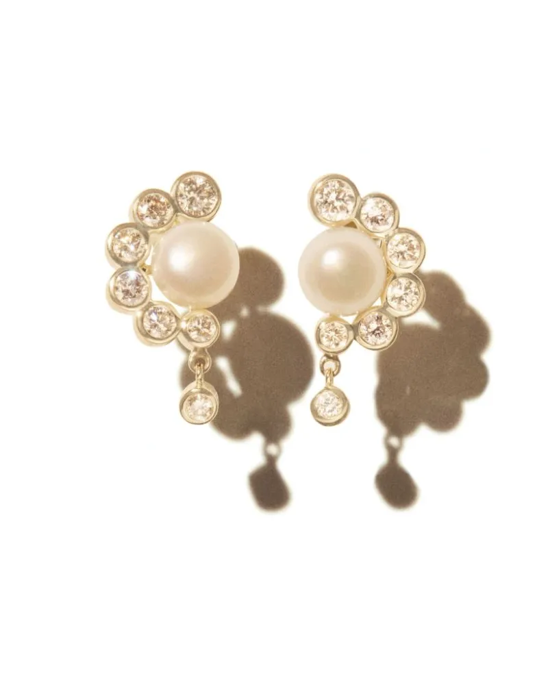 Pascale Monvoisin 9kt Martha Gelbgoldohrstecker mit Perle Gold