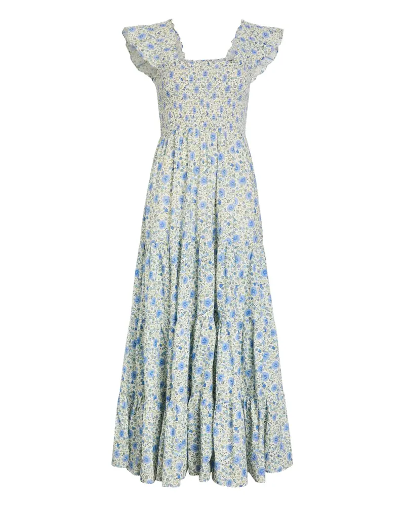 RIXO Kendall ruffled floral-pattern midi dress - Nude Nude